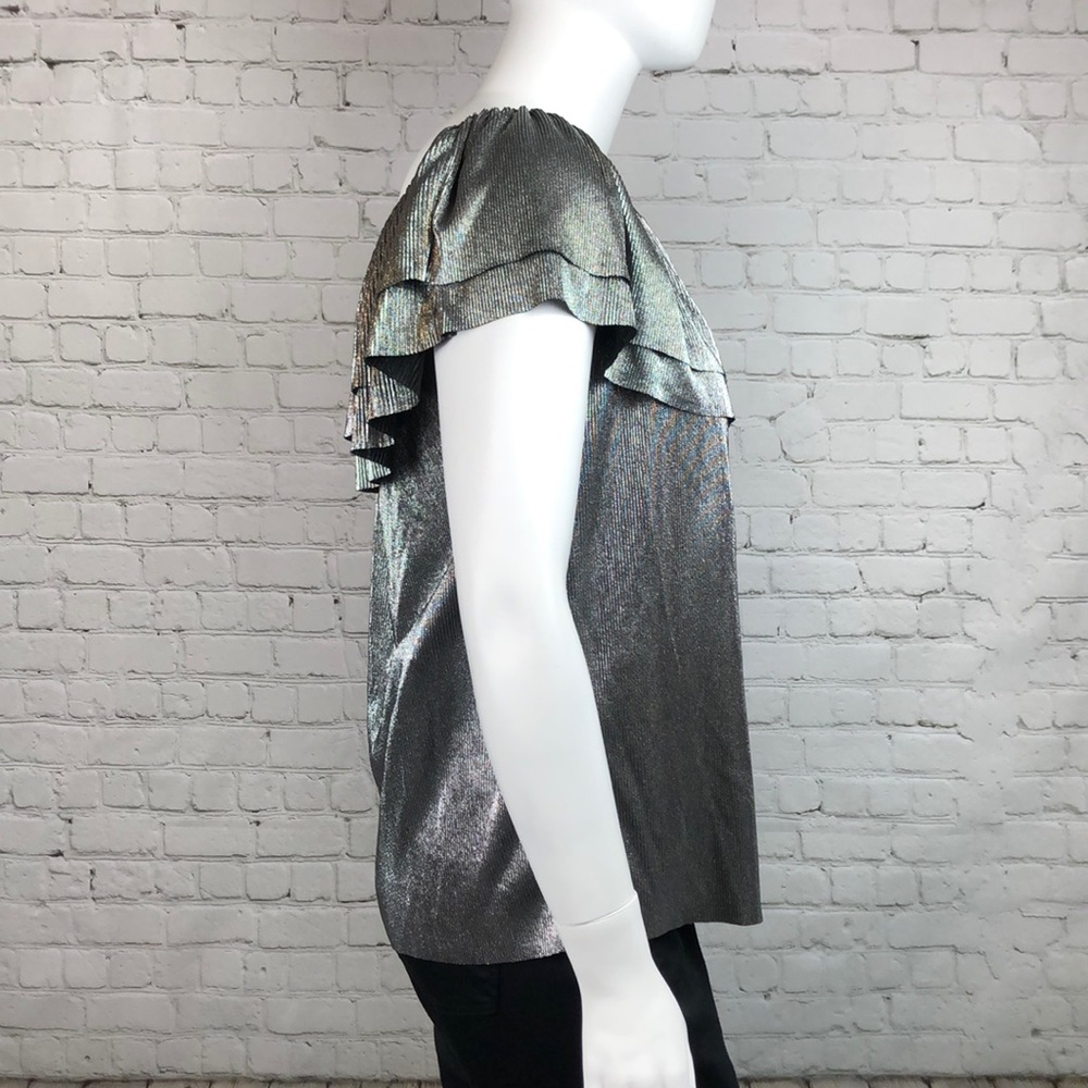 0X 3X Michael Kors Metallic Ruffle Top Plus Size - Picture 5 of 6